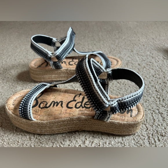 Sam Edelman Artica Woven Flatform Wedge Platform Espadrilles Sandal BLACK WHITE - Picture 5 of 16